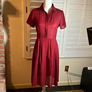 ❤️🩷Re:Named Vintage Crimson Red Crepe Dress W/Collar & Pockets Size Small